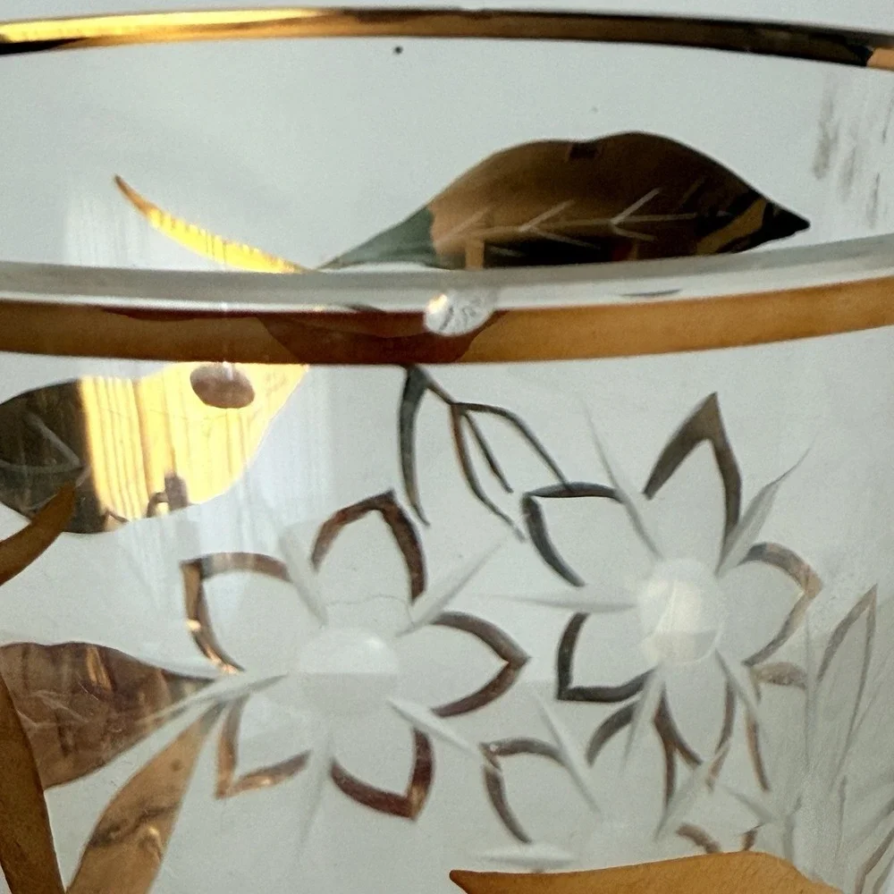Bohemia Crystal Vase Gold Floral Etched Made‎ in Czechoslovakia Vintage READ